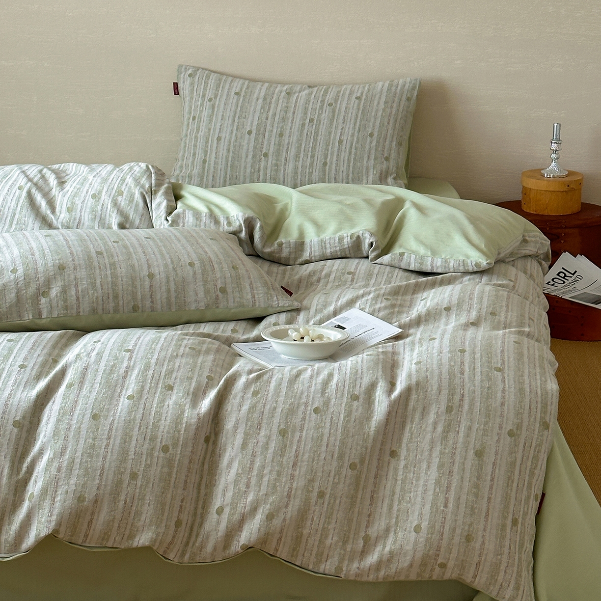 91家纺网 家纺一手货源 找家纺 静家居-简约原创家纺 2026新款轻治愈系双层纱水洗提花四件套-罗马假日系列（小号床单款188/ 标准床单款258 / 加大床单款278 1.5床笠款268 / 1.8床笠款268 / 2.0床笠款2