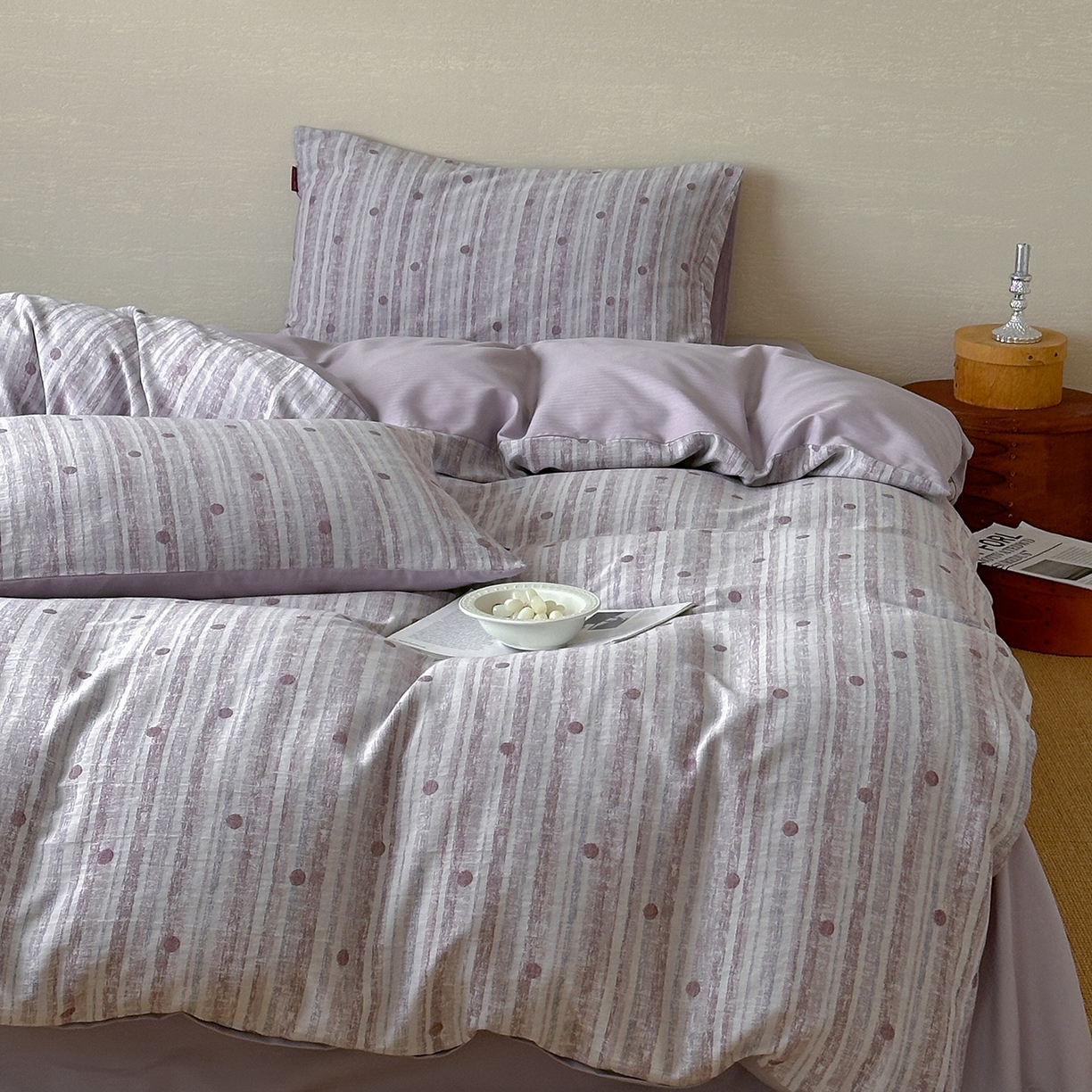 91家纺网 家纺一手货源 找家纺 静家居-简约原创家纺 2026新款轻治愈系双层纱水洗提花四件套-罗马假日系列（小号床单款188/ 标准床单款258 / 加大床单款278 1.5床笠款268 / 1.8床笠款268 / 2.0床笠款2