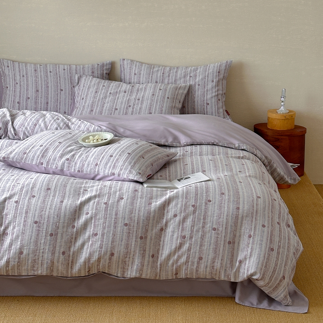 91家纺网 家纺一手货源 找家纺 静家居-简约原创家纺 2026新款轻治愈系双层纱水洗提花四件套-罗马假日系列（小号床单款188/ 标准床单款258 / 加大床单款278 1.5床笠款268 / 1.8床笠款268 / 2.0床笠款2