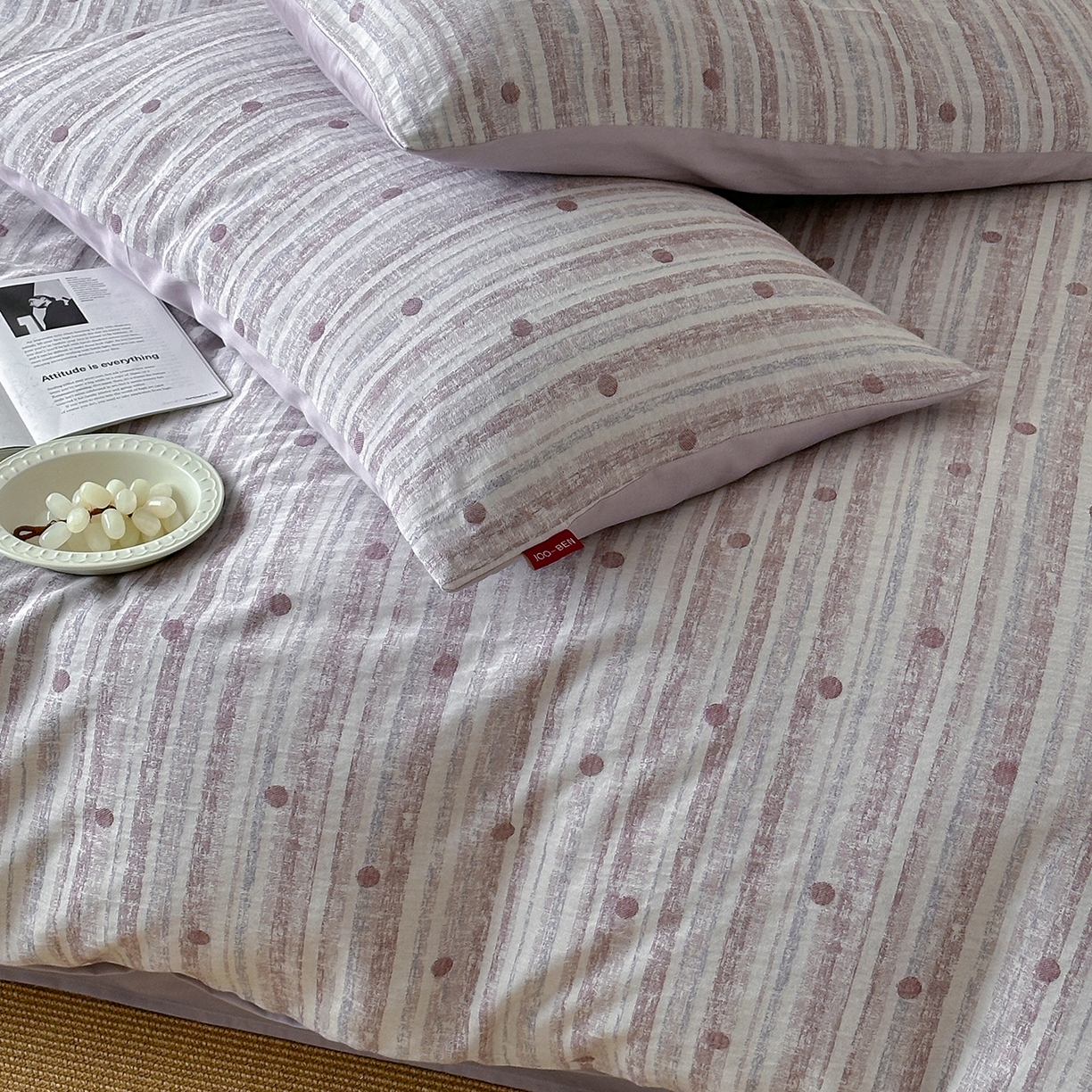 91家纺网 家纺一手货源 找家纺 静家居-简约原创家纺 2026新款轻治愈系双层纱水洗提花四件套-罗马假日系列（小号床单款188/ 标准床单款258 / 加大床单款278 1.5床笠款268 / 1.8床笠款268 / 2.0床笠款2