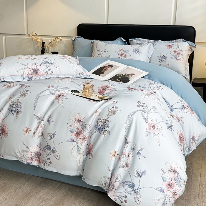 91家纺网 家纺一手货源 找家纺 帛美家纺 2026新款天丝棉数码印花四件套 花拾