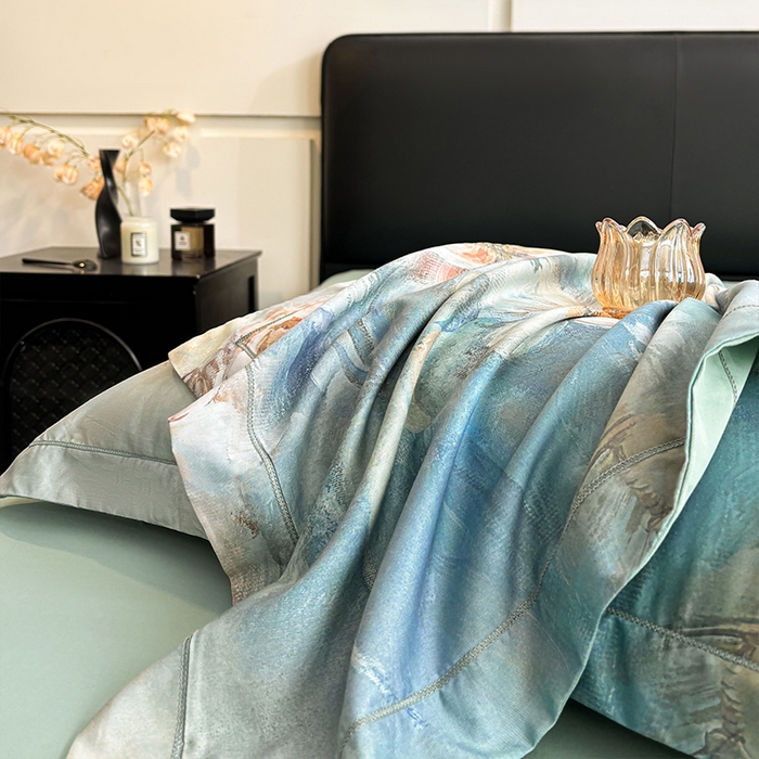 91家纺网 家纺一手货源 找家纺 帛美家纺 2026新款天丝棉数码印花四件套 花漾时光