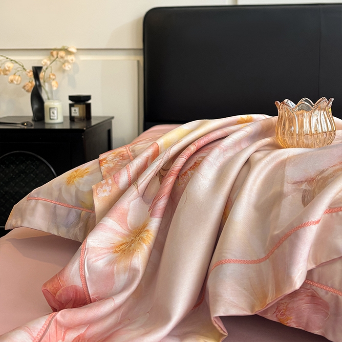 91家纺网 家纺一手货源 找家纺 帛美家纺 2026新款天丝棉数码印花四件套 梦秋兰