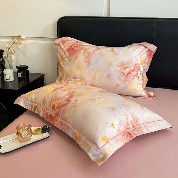 91家纺网 家纺一手货源 找家纺 帛美家纺 2026新款天丝棉数码印花四件套 梦秋兰