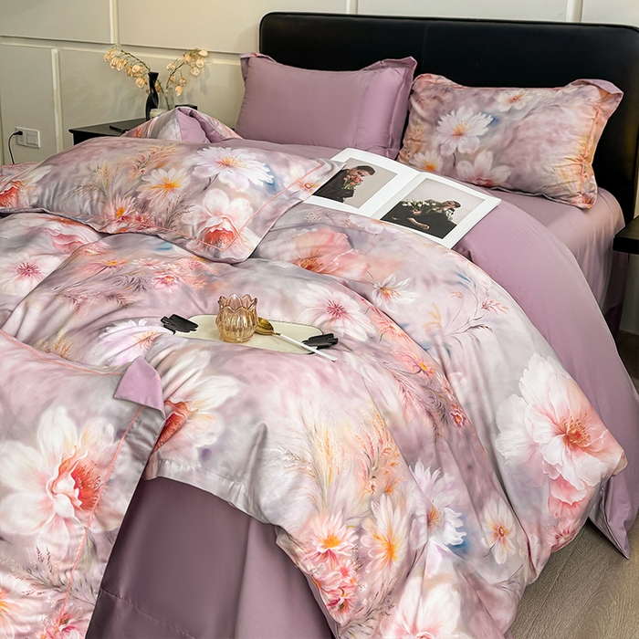 91家纺网 家纺一手货源 找家纺 帛美家纺 2026新款天丝棉数码印花四件套 牡丹国色