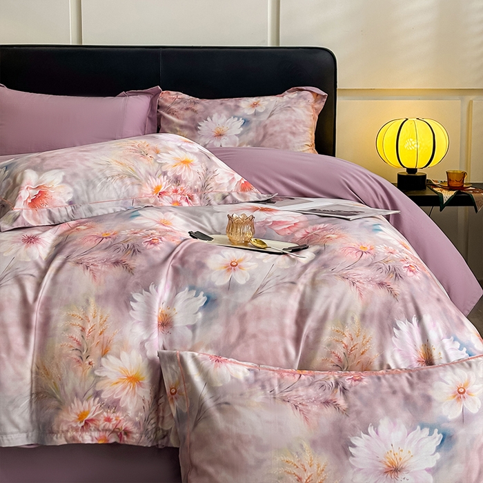 91家纺网 家纺一手货源 找家纺 帛美家纺 2026新款天丝棉数码印花四件套 牡丹国色