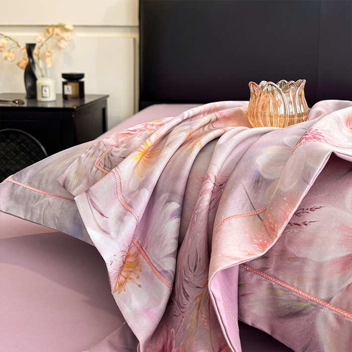 91家纺网 家纺一手货源 找家纺 帛美家纺 2026新款天丝棉数码印花四件套 牡丹国色