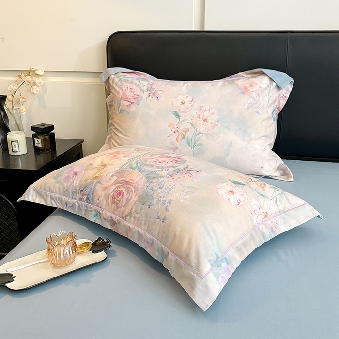 91家纺网 家纺一手货源 找家纺 帛美家纺 2026新款天丝棉数码印花四件套 云瑾木兰