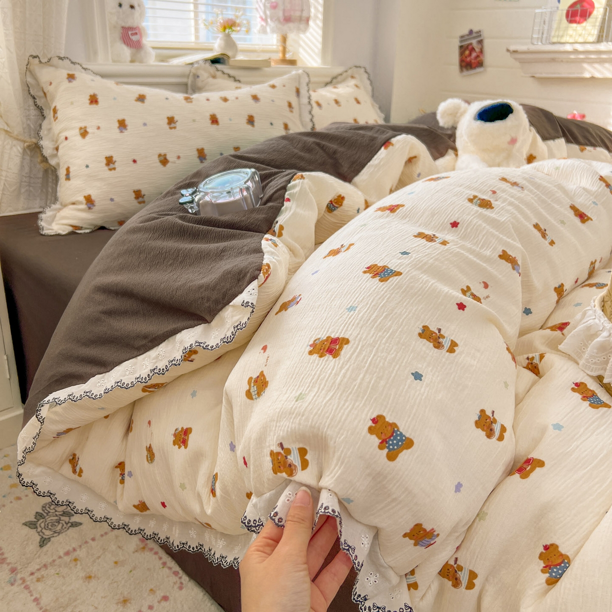 91家纺网 家纺一手货源 找家纺 （总）晚爱家纺（原晚安家居） 2026新款蕾丝刺绣花边韩版少女公主风三层纱四件套