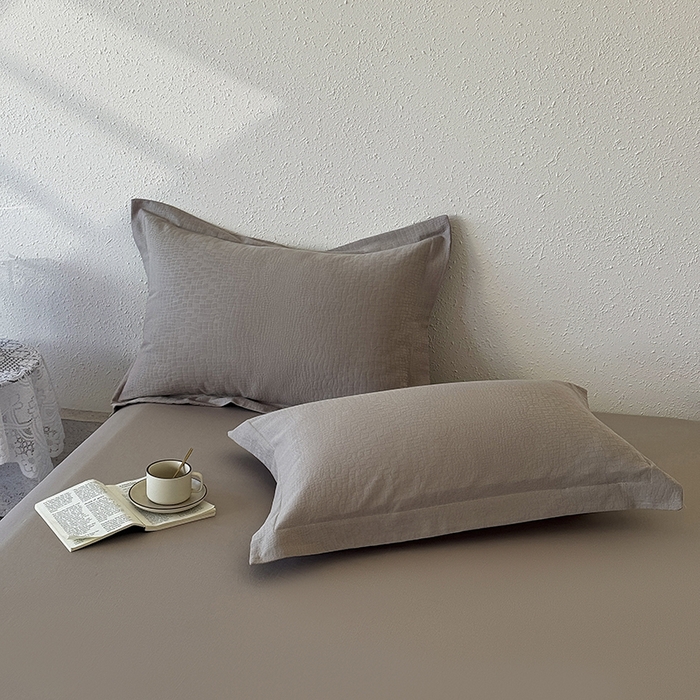 梵克保罗 2026新款全棉60S长绒棉立体厚织提花单枕套 石烁-金属灰