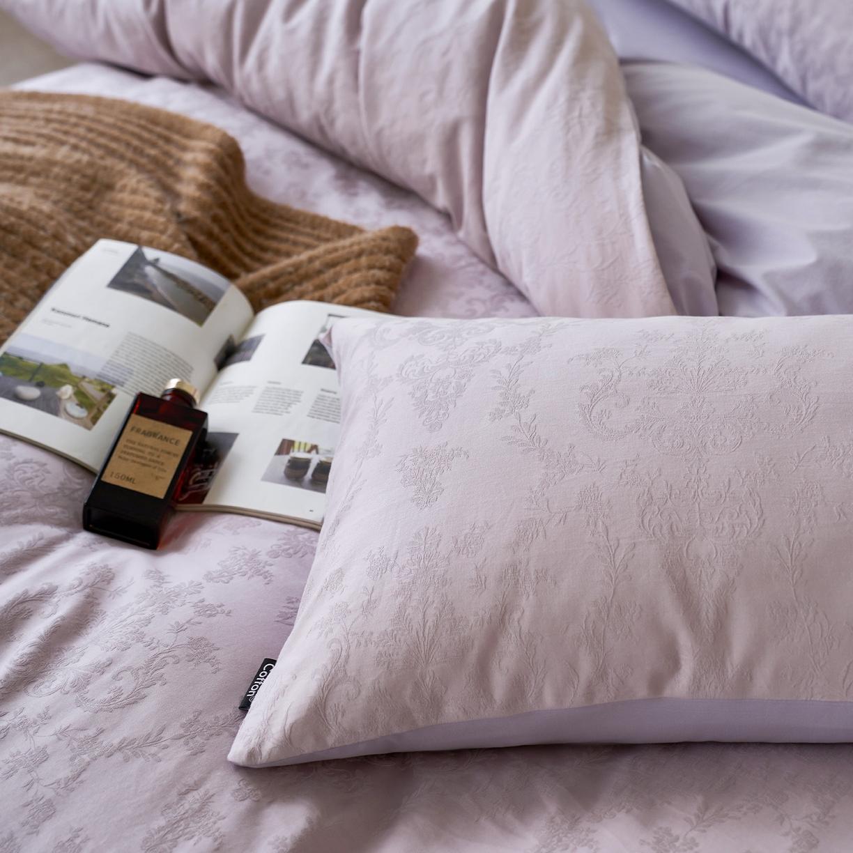 91家纺网 家纺一手货源 找家纺 小懒猪 2026新款亲肤舒适立体全棉纯棉提花四件套-系列四 花韵悠然-淡雅紫