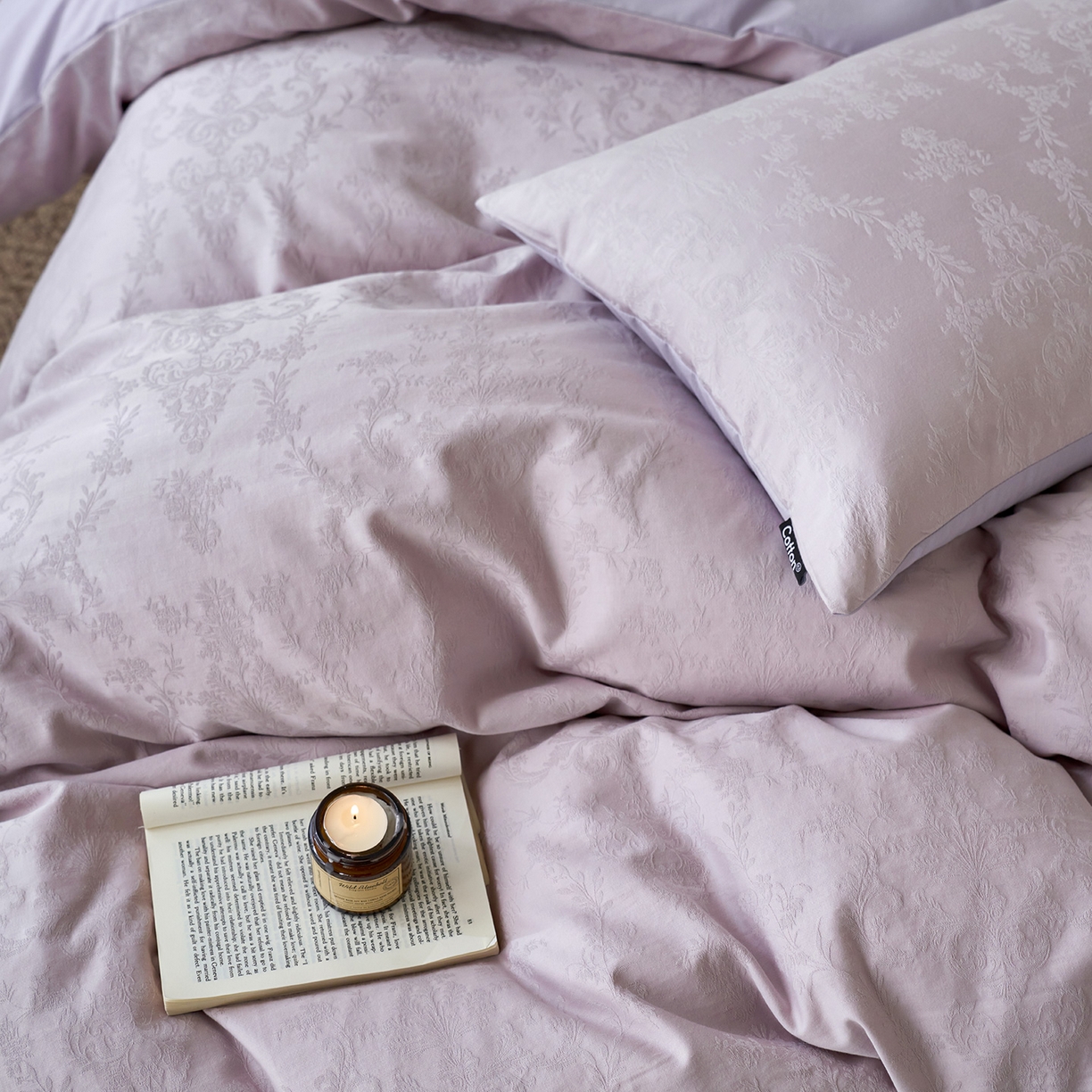 91家纺网 家纺一手货源 找家纺 小懒猪 2026新款亲肤舒适立体全棉纯棉提花四件套-系列四 花韵悠然-淡雅紫