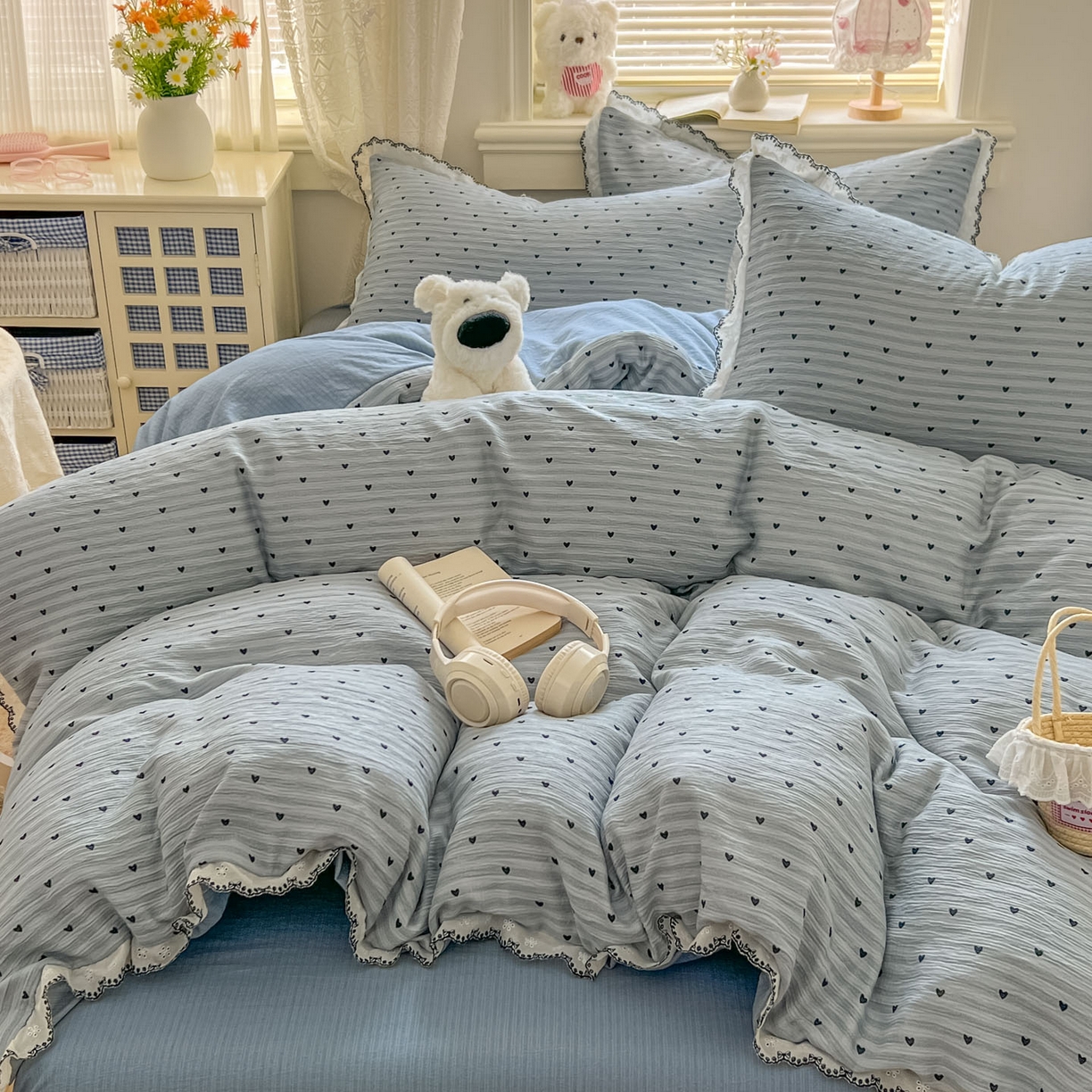 91家纺网 家纺一手货源 找家纺 晚爱家纺（原晚安家居） 2026新款蕾丝刺绣花边韩版少女公主风三层纱四件套 雨爱