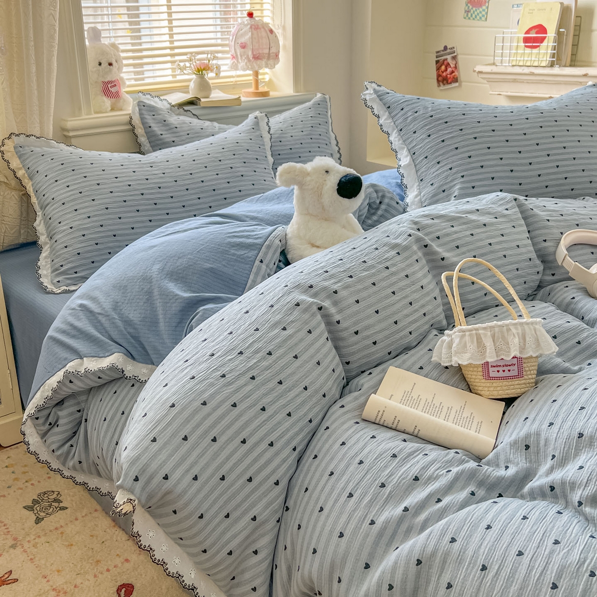 91家纺网 家纺一手货源 找家纺 晚爱家纺（原晚安家居） 2026新款蕾丝刺绣花边韩版少女公主风三层纱四件套 雨爱