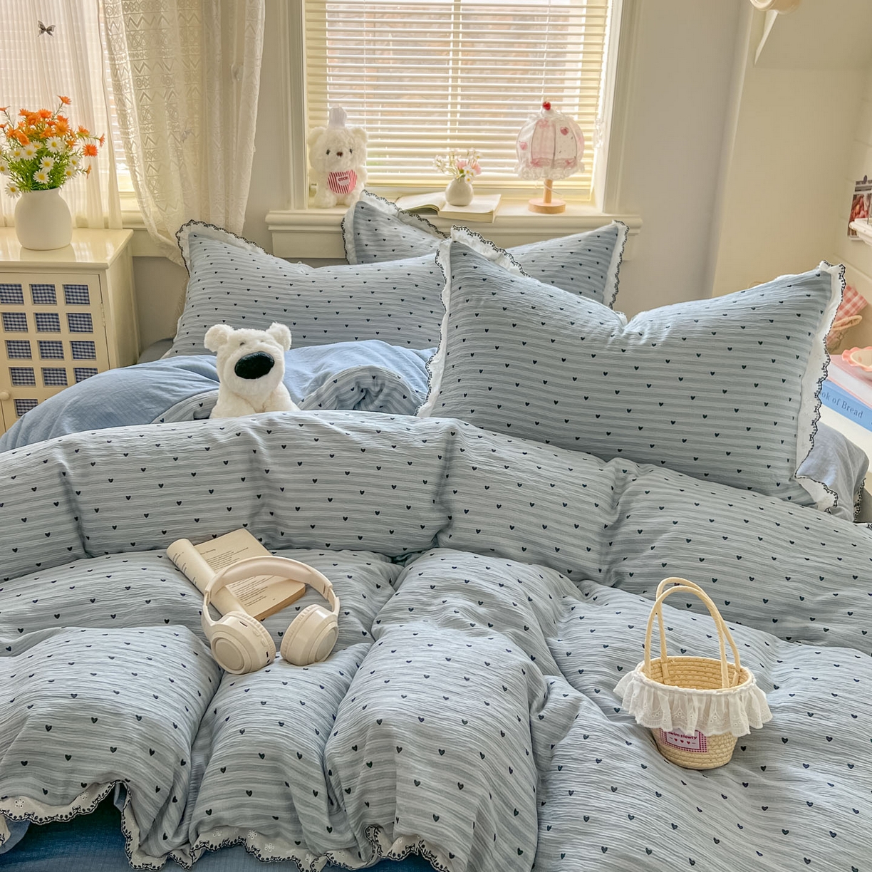 91家纺网 家纺一手货源 找家纺 晚爱家纺（原晚安家居） 2026新款蕾丝刺绣花边韩版少女公主风三层纱四件套 雨爱