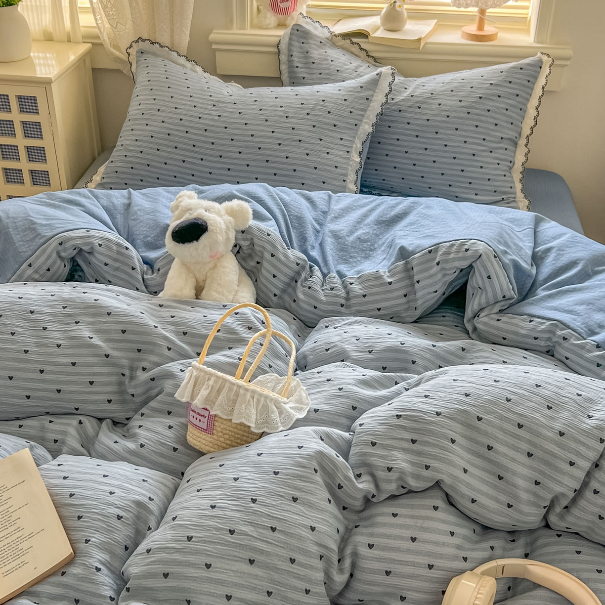 91家纺网 家纺一手货源 找家纺 晚爱家纺（原晚安家居） 2026新款蕾丝刺绣花边韩版少女公主风三层纱四件套 雨爱