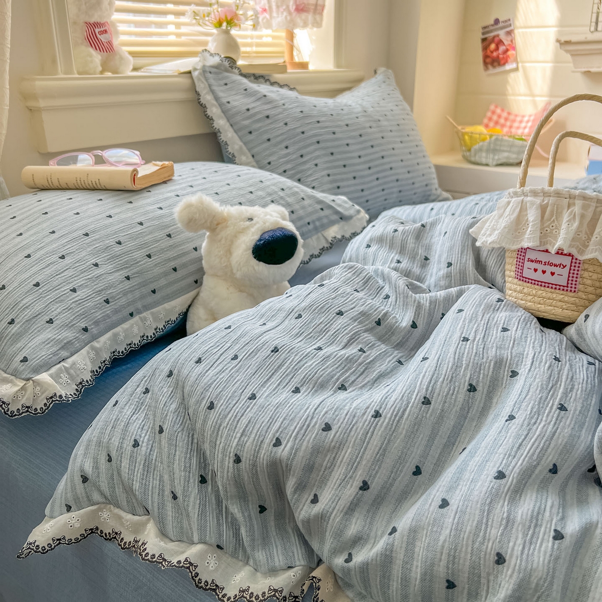 91家纺网 家纺一手货源 找家纺 晚爱家纺（原晚安家居） 2026新款蕾丝刺绣花边韩版少女公主风三层纱四件套 雨爱