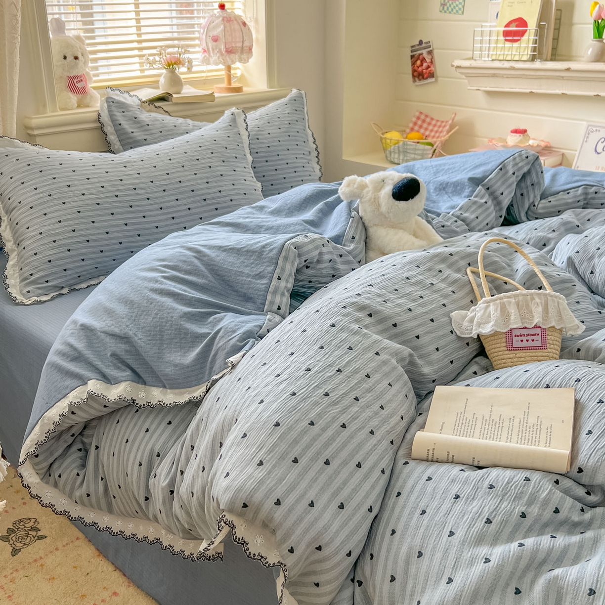 91家纺网 家纺一手货源 找家纺 晚爱家纺（原晚安家居） 2026新款蕾丝刺绣花边韩版少女公主风三层纱四件套 雨爱