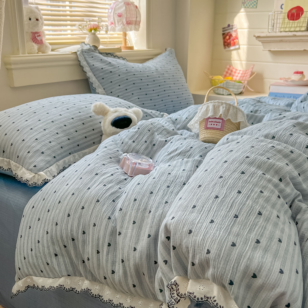 91家纺网 家纺一手货源 找家纺 晚爱家纺（原晚安家居） 2026新款蕾丝刺绣花边韩版少女公主风三层纱四件套 雨爱