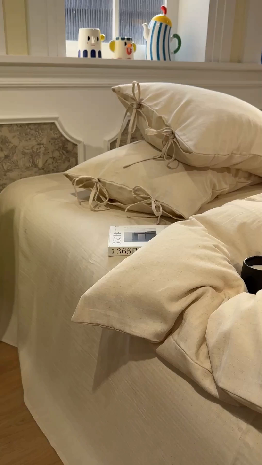 91家纺网 家纺一手货源 找家纺 （总）蓝邻家纺 2026年新款全棉纯棉色织棉麻极简风四件套系列-场景一