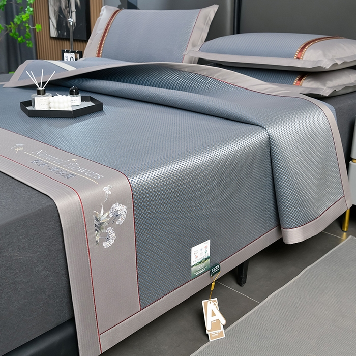 小牛席业 2026新款加厚款-绣球草本清凉冰藤席系列凉席藤席冰藤席冰丝席竹席乳胶席乳胶凉席凉感豆豆席 加厚款-绣球草本冰藤席 （蓝色）