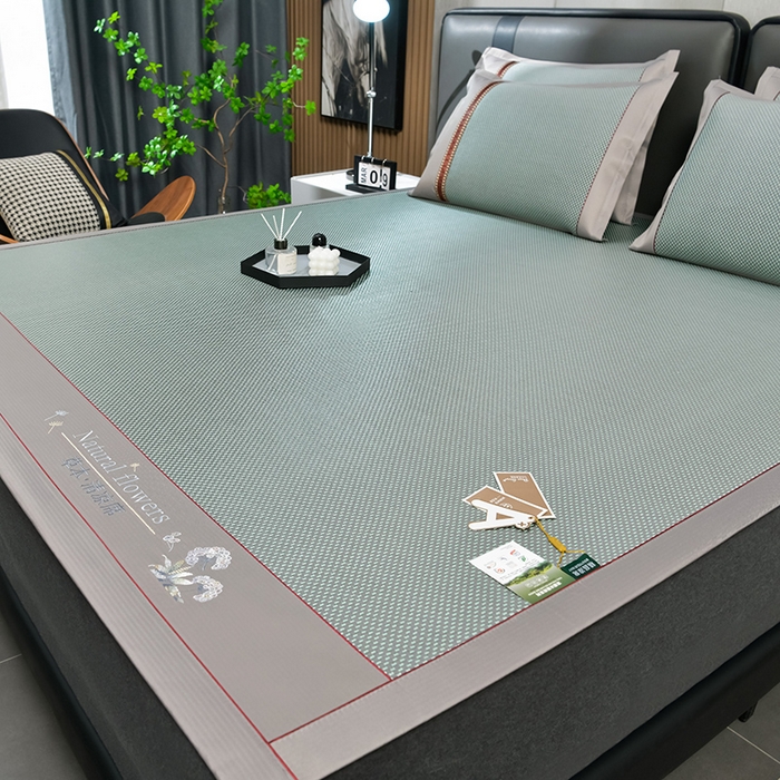 91家纺网 家纺一手货源 找家纺 小牛席业 2026新款加厚款-绣球草本清凉冰藤席系列凉席藤席冰藤席冰丝席竹席乳胶席乳胶凉席凉感豆豆席 加厚款-绣球草本冰藤席 （绿色）