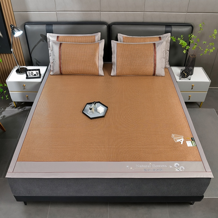 91家纺网 家纺一手货源 找家纺 小牛席业 2026新款加厚款-绣球草本清凉冰藤席系列凉席藤席冰藤席冰丝席竹席乳胶席乳胶凉席凉感豆豆席 加厚款-绣球草本冰藤席 （咖色）