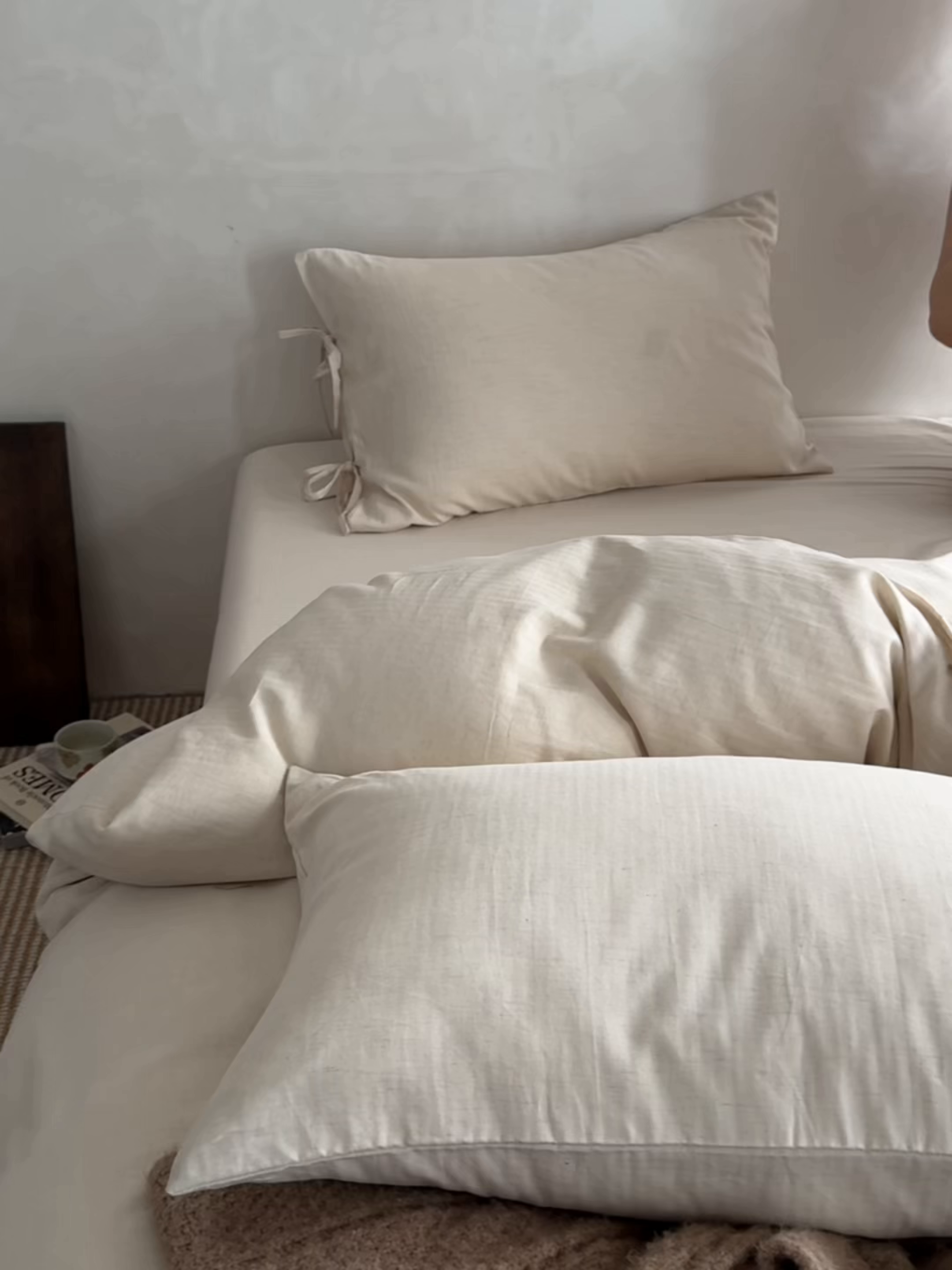 91家纺网 家纺一手货源 找家纺 （总）蓝邻家纺 2026年新款全棉纯棉色织棉麻极简风四件套系列-场景二