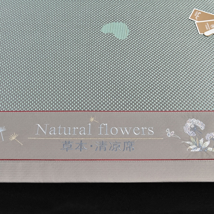 91家纺网 家纺一手货源 找家纺 小牛席业 2026新款加厚款-绣球草本清凉冰藤席系列凉席藤席冰藤席冰丝席竹席乳胶席乳胶凉席凉感豆豆席 加厚款-绣球草本清凉冰藤席（提花绿色