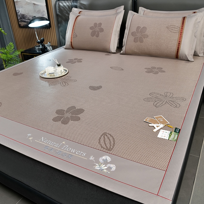 91家纺网 家纺一手货源 找家纺 小牛席业 2026新款加厚款-绣球草本清凉冰藤席系列凉席藤席冰藤席冰丝席竹席乳胶席乳胶凉席凉感豆豆席 加厚款-绣球草本清凉冰藤席（提花香槟