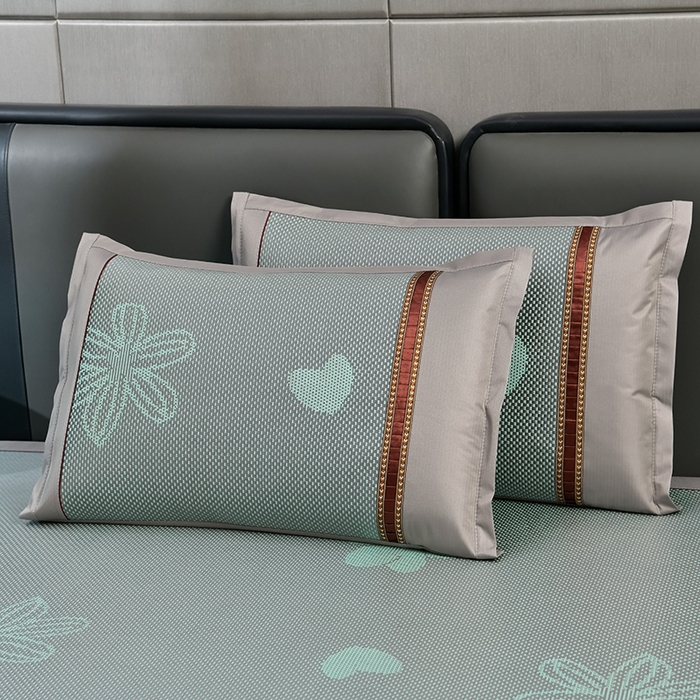 91家纺网 家纺一手货源 找家纺 小牛席业 2026新款加厚款-绣球草本清凉冰藤席系列凉席藤席冰藤席冰丝席竹席乳胶席乳胶凉席凉感豆豆席 加厚款-绣球草本清凉冰藤席（提花绿色