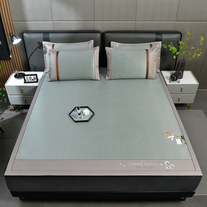 91家纺网 家纺一手货源 找家纺 小牛席业 2026新款加厚款-绣球草本清凉冰藤席系列凉席藤席冰藤席冰丝席竹席乳胶席乳胶凉席凉感豆豆席 加厚款-绣球草本冰藤席 （绿色）