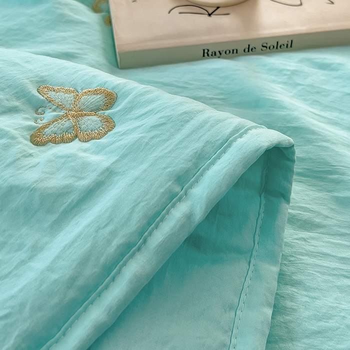 91家纺网 家纺一手货源 找家纺 兄弟坊 2026新款水洗棉大豆刺绣夏被夏凉被空调被午睡被 蝴蝶-水绿