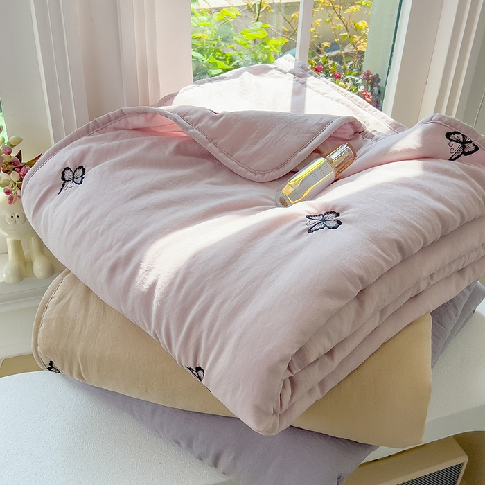 91家纺网 家纺一手货源 找家纺 兄弟坊 2026新款水洗棉大豆刺绣夏被夏凉被空调被午睡被 组合图仅做展示