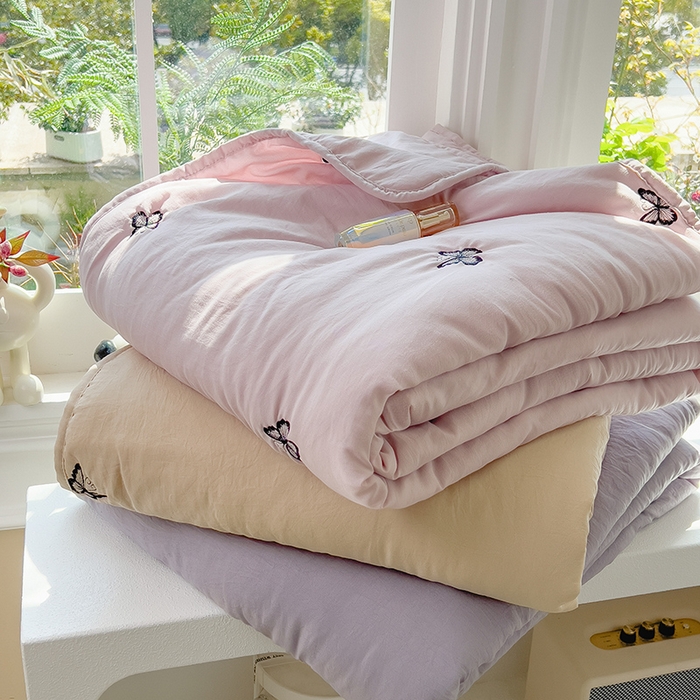 91家纺网 家纺一手货源 找家纺 兄弟坊 2026新款水洗棉大豆刺绣夏被夏凉被空调被午睡被 组合图仅做展示