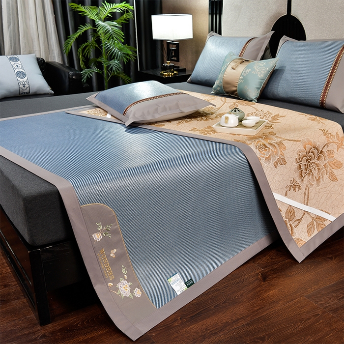 （总）小牛席业 2026新款绣球花开-冰藤双面席凉席藤席冰藤席竹席空调席草席冰丝席豆豆席乳胶席三件套