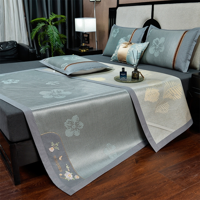 91家纺网 家纺一手货源 找家纺 （总）小牛席业 2026新款绣球花开-冰藤双面席凉席藤席冰藤席竹席空调席草席冰丝席豆豆席乳胶席三件套