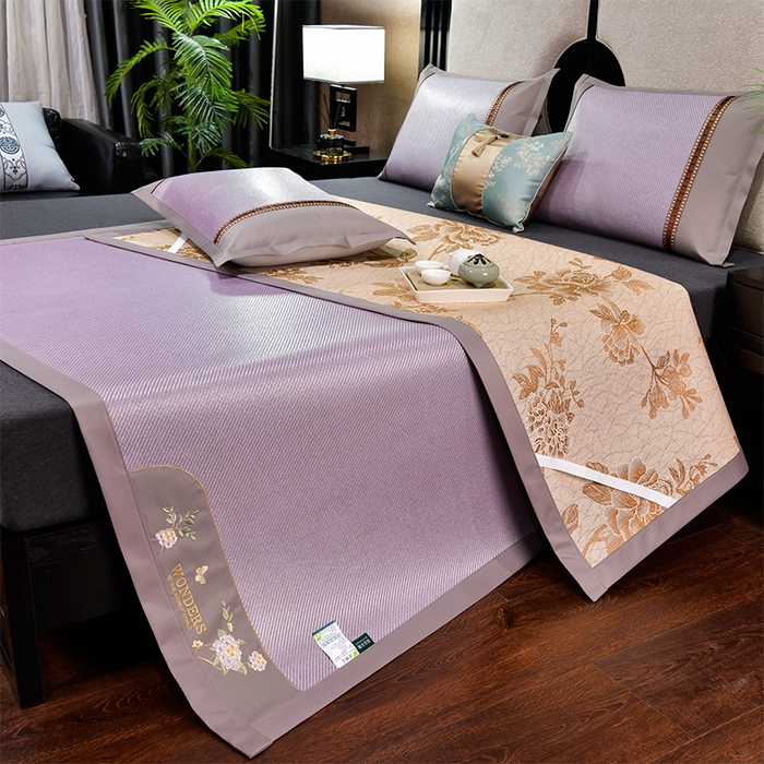 91家纺网 家纺一手货源 找家纺 （总）小牛席业 2026新款绣球花开-冰藤双面席凉席藤席冰藤席竹席空调席草席冰丝席豆豆席乳胶席三件套