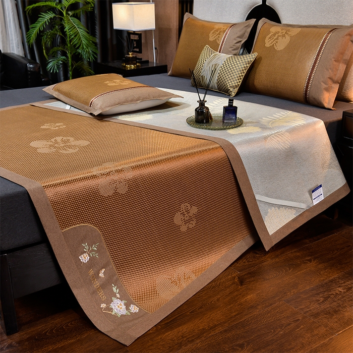 91家纺网 家纺一手货源 找家纺 （总）小牛席业 2026新款绣球花开-冰藤双面席凉席藤席冰藤席竹席空调席草席冰丝席豆豆席乳胶席三件套