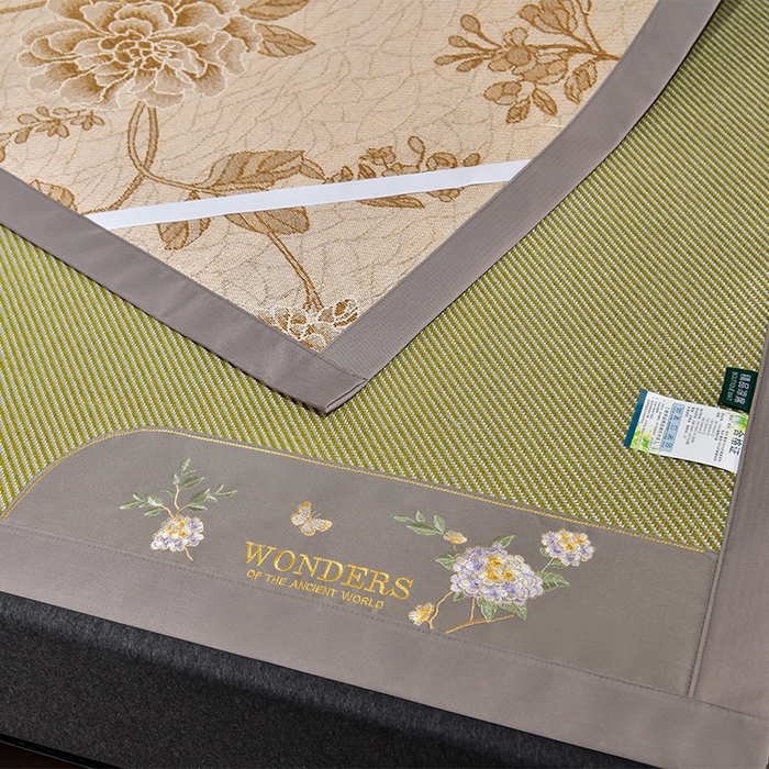 91家纺网 家纺一手货源 找家纺 小牛席业 2026新款绣球花开-冰藤双面席凉席藤席冰藤席竹席空调席草席冰丝席豆豆席乳胶席三件套 绣球花开-冰藤青柠