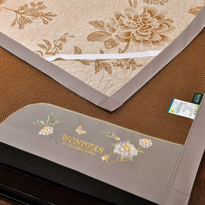 91家纺网 家纺一手货源 找家纺 小牛席业 2026新款绣球花开-冰藤双面席凉席藤席冰藤席竹席空调席草席冰丝席豆豆席乳胶席三件套 绣球花开-冰藤黑咖