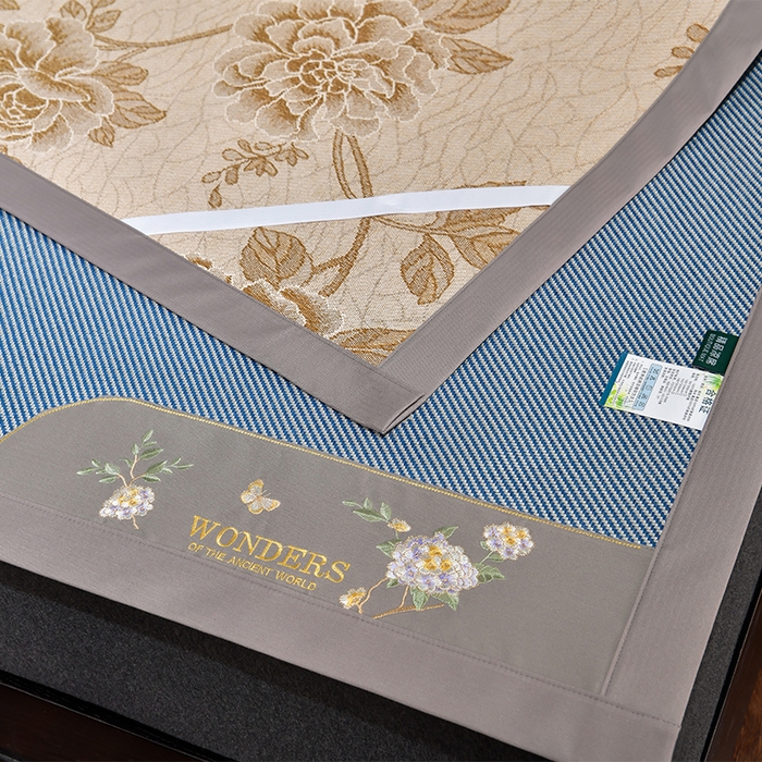 91家纺网 家纺一手货源 找家纺 小牛席业 2026新款绣球花开-冰藤双面席凉席藤席冰藤席竹席空调席草席冰丝席豆豆席乳胶席三件套 绣球花开-冰藤海蓝