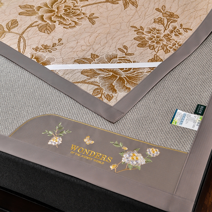 91家纺网 家纺一手货源 找家纺 小牛席业 2026新款绣球花开-冰藤双面席凉席藤席冰藤席竹席空调席草席冰丝席豆豆席乳胶席三件套 绣球花开-冰藤银灰