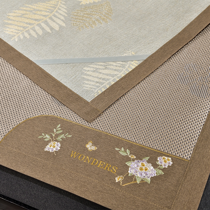 91家纺网 家纺一手货源 找家纺 小牛席业 2026新款绣球花开-冰藤双面席凉席藤席冰藤席竹席空调席草席冰丝席豆豆席乳胶席三件套 绣球花开-提花香槟