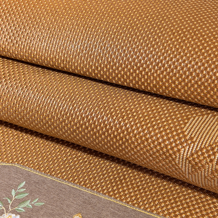 91家纺网 家纺一手货源 找家纺 小牛席业 2026新款绣球花开-冰藤双面席凉席藤席冰藤席竹席空调席草席冰丝席豆豆席乳胶席三件套 绣球花开-提花咖色