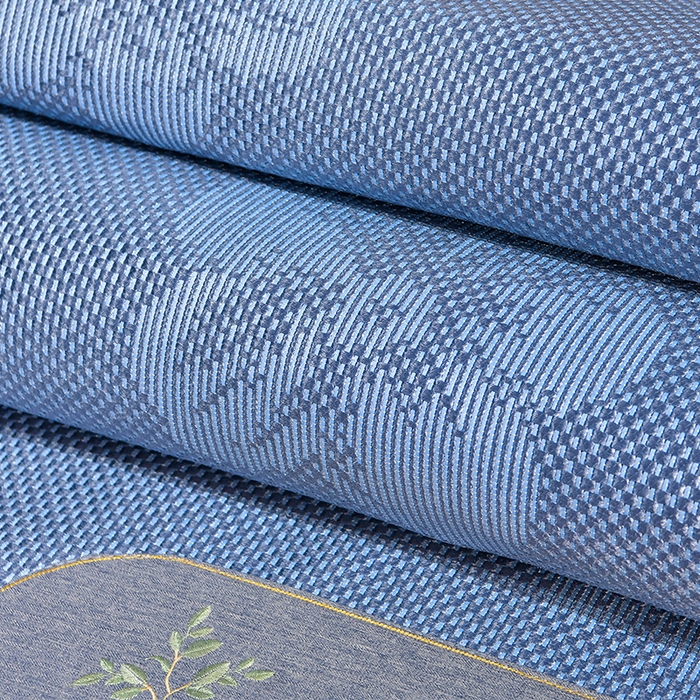 91家纺网 家纺一手货源 找家纺 小牛席业 2026新款绣球花开-冰藤双面席凉席藤席冰藤席竹席空调席草席冰丝席豆豆席乳胶席三件套 绣球花开-提花蓝色