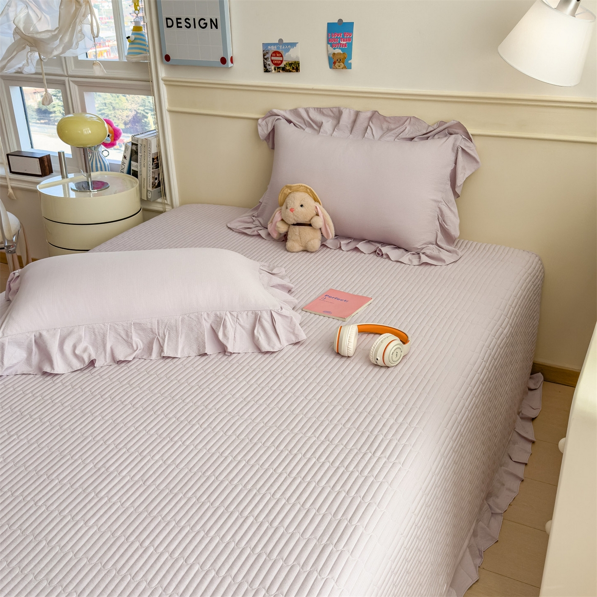 91家纺网 家纺一手货源 找家纺 兄弟坊 2026新款韩版凉感皱皱绵花边夏被 夏凉被午睡被 凉感皱皱绵-香芋紫