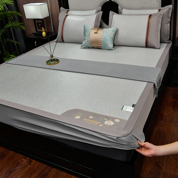 91家纺网 家纺一手货源 找家纺 （总）小牛席业 2026新款绣球花开-冰藤双面席系列（床笠款）凉席藤席冰藤席竹席空调席草席冰丝席豆豆席乳胶席三件套