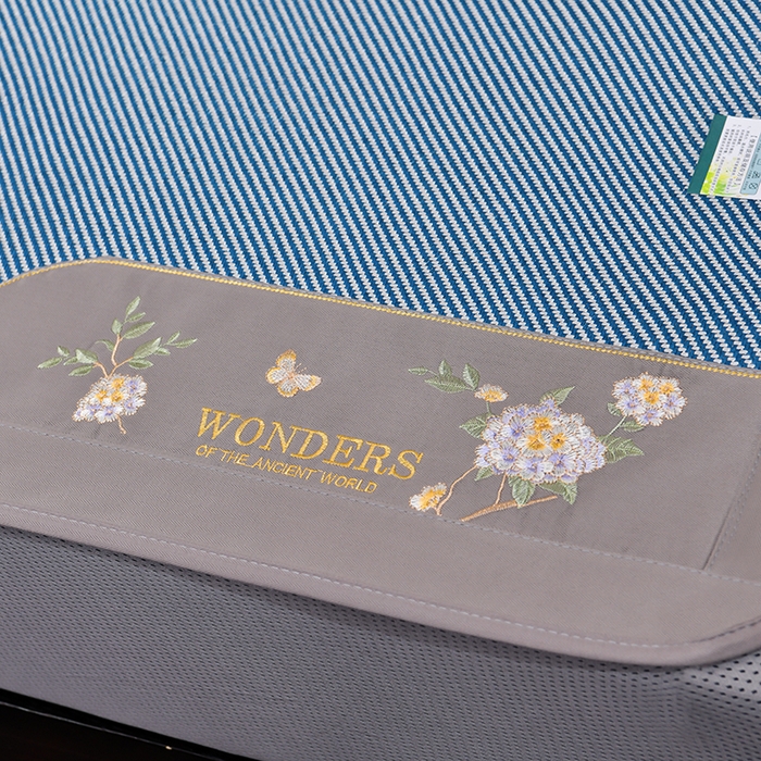 91家纺网 家纺一手货源 找家纺 小牛席业 2026新款绣球花开-冰藤双面席系列（床笠款）凉席藤席冰藤席竹席空调席草席冰丝席豆豆席乳胶席三件套 绣球花开-冰藤床笠款（海蓝）