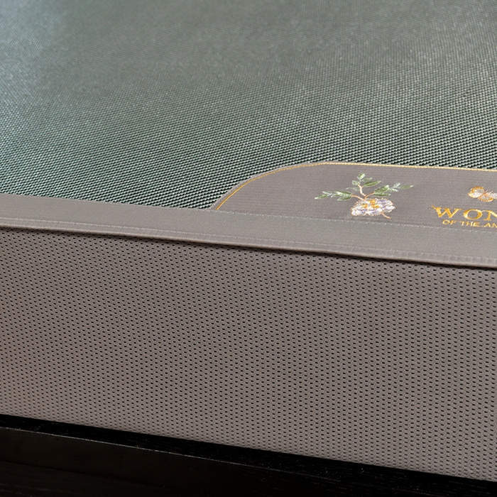 91家纺网 家纺一手货源 找家纺 小牛席业 2026新款绣球花开-冰藤双面席系列（床笠款）凉席藤席冰藤席竹席空调席草席冰丝席豆豆席乳胶席三件套 绣球花开-冰藤床笠款（墨绿）